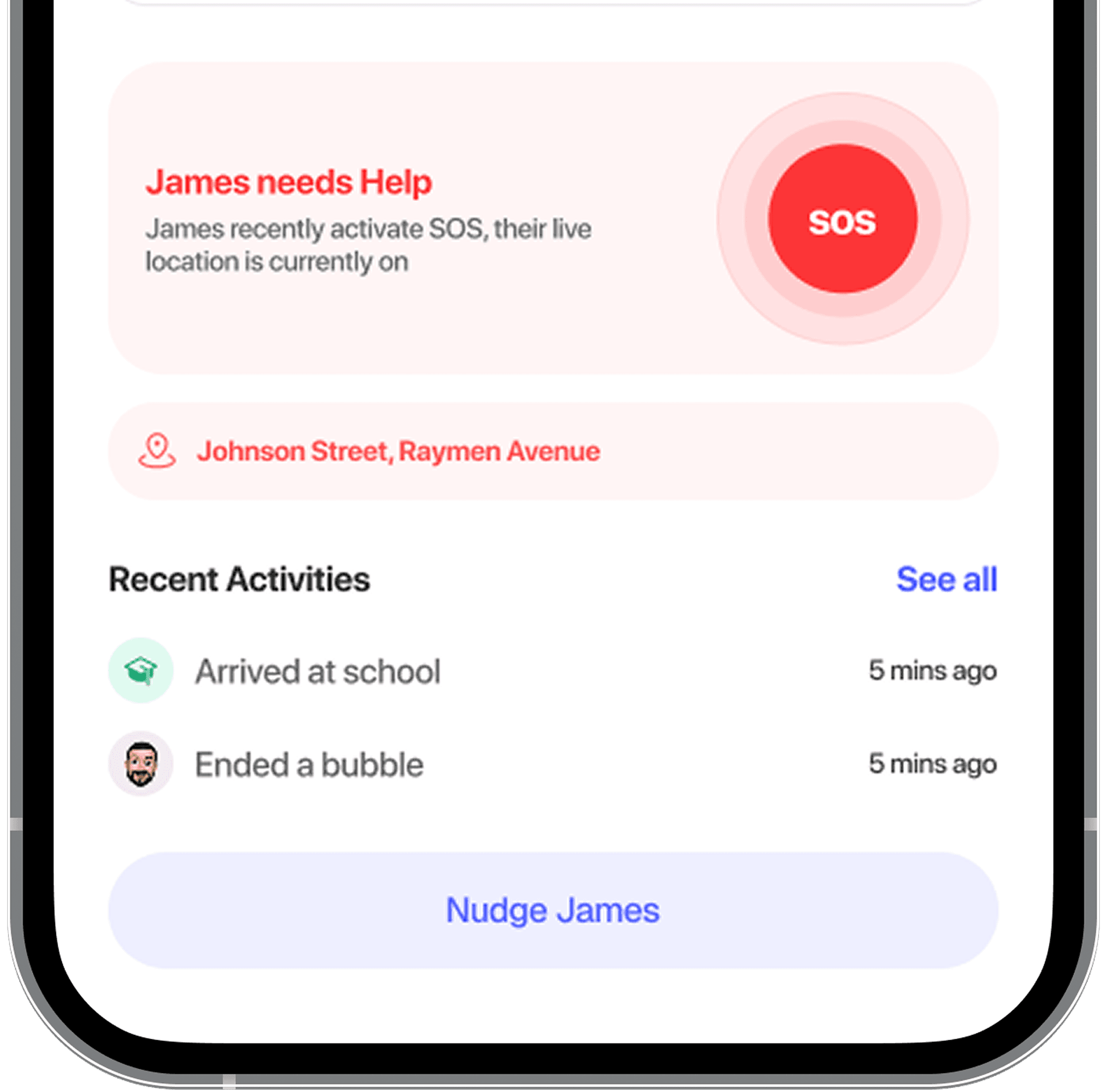 Bondtrail emergency SOS screen
