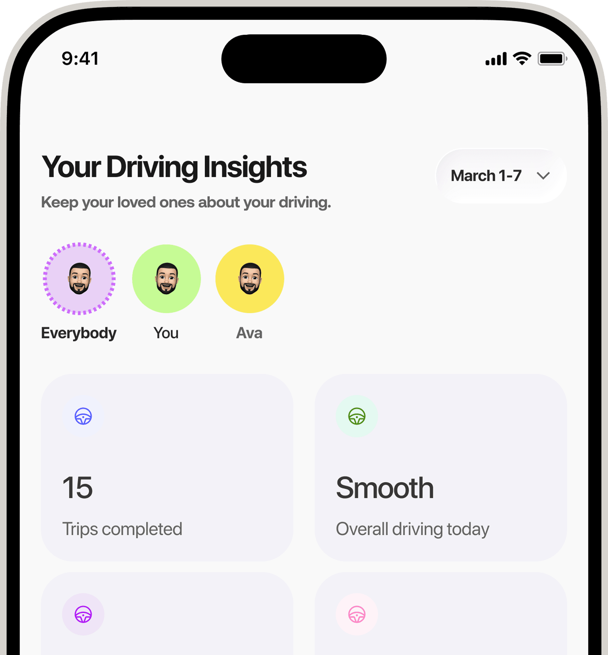 Bondtrail driving insights app screen